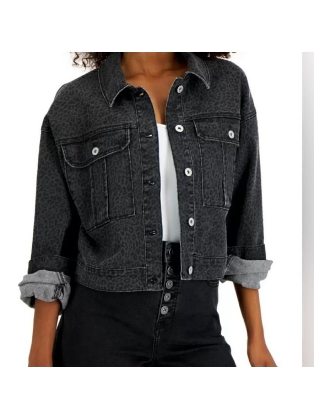 INC Cheetah Print Dark Denim Jean Jacket New in package
